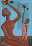Figuras e Pássaros by Clóvis Graciano, 1974, óleo sobre tela, offered Mar 2016