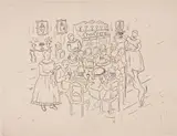Tarsila do Amaral, Almoço na Fazenda, 1964, gravura em metal sobre papel