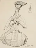 Mulher Rendeira by Aldemir Martins, 1964, Nanquim sobre papel, offered Dec 2015