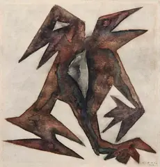 Samson Flexor, Pássaros, 1968, óleo sobre cartão
