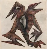 Samson Flexor, Pássaros, 1968, óleo sobre cartão