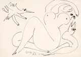 Nu Feminino by Ivan Serpa, 1972, desenho a caneta hidrocor sobre papel, offered Dec 2015