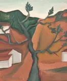 Árvore e Casario by Chen Kong Fang, 1985, óleo sobre tela, offered Dec 2015
