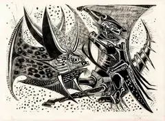 Bichos by Marcelo Grassmann, 1954, xilogravura sobre papel, offered Dec 2015