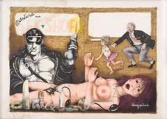 Aventuras num Sex Shop by Darcy Penteado, 1983, técnica mista sobre papel, offered Dec 2015