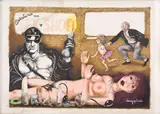 Darcy Penteado, Aventuras num Sex Shop, 1983, técnica mista sobre papel
