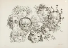 Crianças by Lise Forell, gravura em metal sobre papel, offered Dec 2015