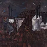 Jesus Fuertes, Gatos, 1981, óleo sobre tela
