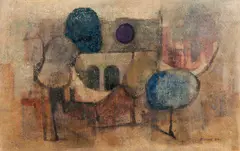Paisagem by Paolo Rissone, 1964, guache sobre papel, offered Dec 2015