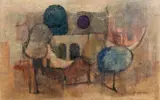 Paisagem by Paolo Rissone, 1964, guache sobre papel, offered Dec 2015