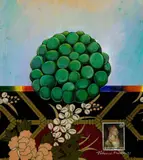 Pinha e Selo by Aldemir Martins, 1981, acrílico e colagem sobre tela, offered Oct 2015