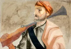 Bandeirante by Clóvis Graciano, têmpera sobre cartão, offered Oct 2015