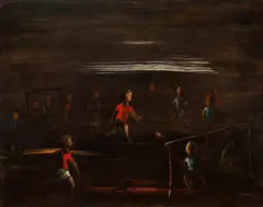 Futebol by Orlando Teruz, óleo sobre tela, offered Oct 2015