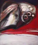 Figura feminina by Maria Leontina da Costa, 1985, óleo sobre tela, offered Jun 2015