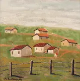 Amadeo Lorenzato, Paisagem com Casarios, óleo sobre tela