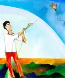 Empinando Pipa by Aldemir Martins, 1974, acrílico sobre tela, offered Jun 2015