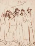 Retirantes by Fulvio Pennacchi, 1943, sanguínea sobre papel, offered Jun 2015
