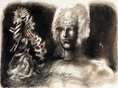 Guerreiro by Marcelo Grassmann, 1979, nanquim e sepia sobre papel, offered Jun 2015