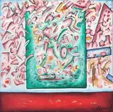 Antonio Henrique Amaral, Vaso, 1986, técnica mista sobre tela