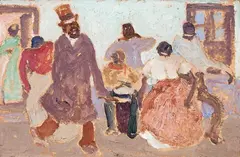 Candombe by Pedro Figari, óleo sobre placa, offered Mar 2015