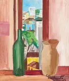 Garrafas e Paisagem ao Fundo by Di Cavalcanti, 1963, óleo sobre tela, offered Mar 2015