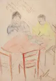 José Pancetti, Homens no Bar, 1945, técnica mista sobre papel
