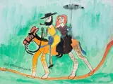 José Antônio da Silva, Casal Cavalgando, 1972, guache sobre papel