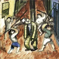 Osirarte - Alfredo Volpi, Judas, pintura em baixo esmalte sobre azulejo