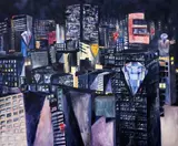 Sérgio Fingermann, Cidade e Dimantes, 1986, óleo sobre tela