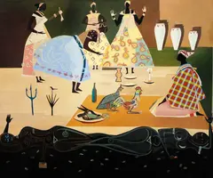 Baianas by Carybé, 1957, óleo sobre madeira, offered Dec 2014