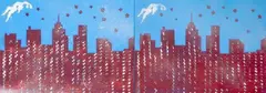 Alex Vallauri, Skyline, 1986, grafitte sobre eva