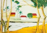 Francisco Rebolo, Paisagem com Casas, litogravura sobre papel