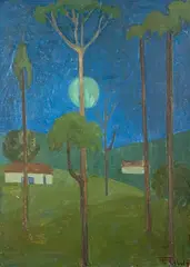Paisagem com Lua by Francisco Rebolo, 1976, óleo sobre placa, offered Dec 2014