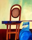 Gato, Cadeira e Violão by Aldemir Martins, 1976, acrilico sobre tela, offered Sep 2014