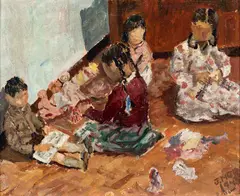 Crianças Brincando by Jorge Mori, 1945, óleo sobre tela, offered Sep 2014