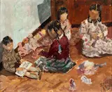 Jorge Mori, Crianças Brincando, 1945, óleo sobre tela