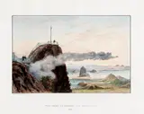 VISTA TOMADA DO TOPO DO CORCOVADO by E. B. De La Touanne H. De Bougainville, 1837, litografia aquarelada, offered Jun 2014