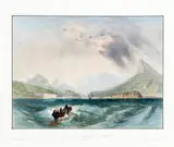 VISTA DA GÁVEA NO RIO DE JANEIRO by E. B. De La Touanne H. De Bougainville, 1837, litografia aquarelada, offered Jun 2014