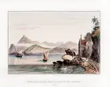 PRAIA DA GLÓRIA NA BAÍA DO RIO DE JANEIRO by E. B. De La Touanne H. De Bougainville, 1837, litografia aquarelada, offered Jun 2014
