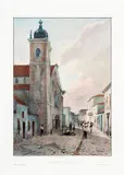 VISTA DE UMA RUA DO RIO DE JANEIRO by E. B. De La Touanne H. De Bougainville, 1837, litografia aquarelada, offered Jun 2014