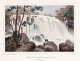 CASCATA DA GRANDE TIJUCA PERTO DE RIO DE JANEIRO by E. B. De La Touanne H. De Bougainville, 1837, litografia aquarelada, offered Jun 2014