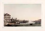 Barthélemy Lauvergne, PRAIA D. MANUEL E CAIS PHAROUX, 1835, gravura em aquatinta