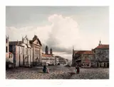 Barthélemy Lauvergne, LA GRANDE RUE À RIO-JANEIRO, 1835, gravura em aquatinta