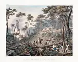 Johann Moritz Rugendas, DEFRICHEMENT D‘UNE FORÊT, 1835, litografia aquarelada