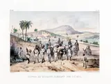 Johann Moritz Rugendas, CONVOI DE DIAMANTS PASSANT PAR CAIETE, 1835, litografia aquarelada