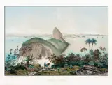 Charles Ribeyrolles, ENTRADA DA BARRA, 1861, litografia aquarelada