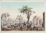 Philippe J. Benoit, CENA DO COTIDIANO DA POPULAÇÃO NEGRA I, 1839, litografia aquarelada