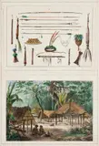Philippe J. Benoit, IMAGENS DE INDÍGENAS, OBJETOS DE USO E ADEREÇOS I, 1839, litografia aquarelada