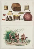 Philippe J. Benoit, IMAGENS DE INDÍGENAS, OBJETOS DE USO E ADEREÇOS II, 1839, litografia aquarelada