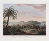 VISTA DA VILA E DO PORTO DE ILHEUS by Maximilian Von Wied-neuwied, 1820, gravura em metal, aquarelado, offered Jun 2014